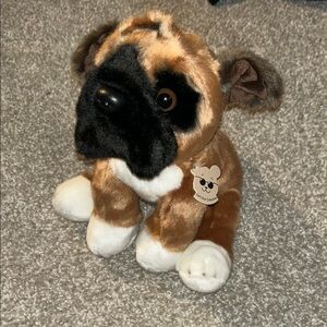 Adorable Brown and White Stuffed Dog Toy
